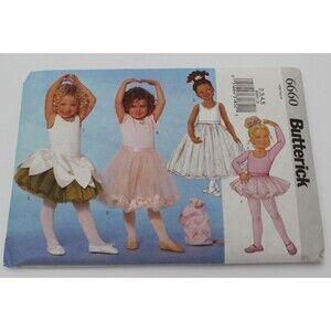 Butterick 6660 Leotard Skirt Girls Dance Costumes Sewing Pattern Size 2-5 Uncut